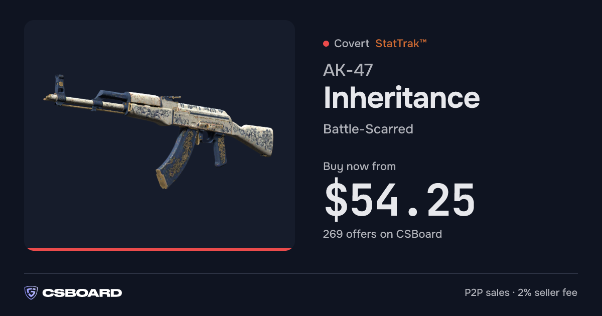 StatTrak™ AK-47 — Inheritance (Battle-Scarred) from $68 · CSBoard