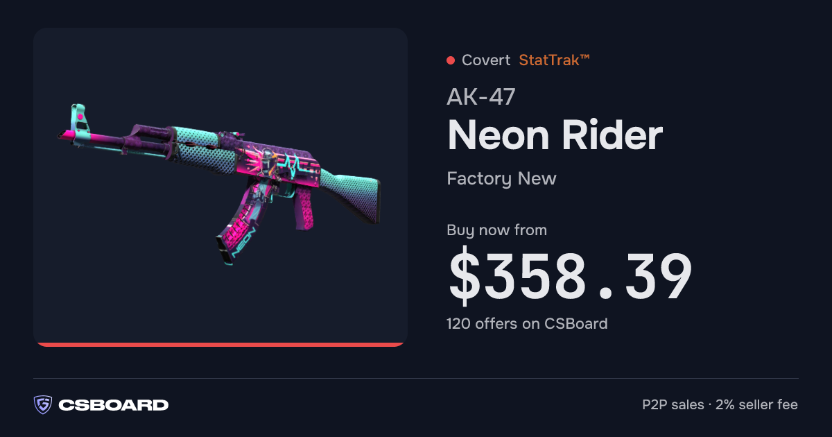 StatTrak™ AK-47 — Neon Rider (Factory New) from $363 · CSBoard